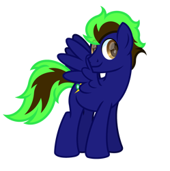 Size: 3000x3017 | Tagged: safe, artist:ponkus, oc, oc only, oc:thunder roller, pegasus, pony, blue coat, brown eyes, brown mane, eye clipping through hair, green mane, high res, male, simple background, solo, stallion, transparent background, two toned mane