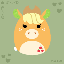 Size: 500x500 | Tagged: safe, artist:pink-pone, applejack, earth pony, pony, g4, chubbie, solo, squishmallow