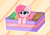 Size: 6392x4496 | Tagged: safe, artist:kittyrosie, oc, oc only, oc:rosa flame, pony, unicorn, absurd resolution, cute, food, heart eyes, horn, macaron, micro, ocbetes, ponies in food, solo, unicorn oc, wingding eyes