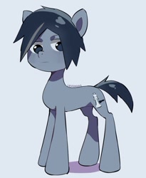 Size: 880x1073 | Tagged: safe, artist:cherrnichka, oc, oc only, earth pony, pony, looking at you, male, simple background, solo, stallion