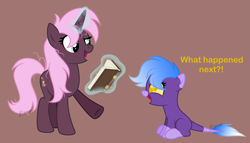 Size: 2613x1490 | Tagged: safe, artist:feather_bloom, oc, oc:ivorybeam(fb), oc:starfall(fb), original species, pony, unicorn, book, duo, female, filly, foal, magic, magic aura, reading, sitting