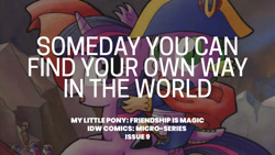 Size: 1280x720 | Tagged: safe, edit, editor:quoterific, idw, spike, twilight sparkle, dragon, pony, unicorn, g4, my little pony micro-series, duo, female, male, mare, open mouth, open smile, smiling, text, unicorn twilight