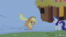 Size: 640x360 | Tagged: safe, screencap, applejack, rarity, earth pony, pony, unicorn, g4, not asking for trouble, season 7, animated, applejack's hat, bucking, butt, cowboy hat, cute, duo, duo female, eyes closed, female, gif, gifs.com, glowing, glowing horn, hat, hoof on cheek, horn, jackabetes, lying down, magic, magic aura, mare, on back, open mouth, open smile, plot, prone, rearity, silly, silly pony, smiling, snow, sploot, telekinesis, who's a silly pony
