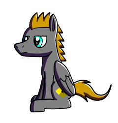 Size: 985x1024 | Tagged: safe, artist:platinumdrop, oc, oc only, oc:platinumdrop, pegasus, pony, folded wings, full body, lidded eyes, male, pegasus oc, shading, simple background, sitting, solo, stallion, tail, transparent background, wings