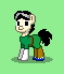 Size: 59x69 | Tagged: safe, artist:dematrix, pony, pony town, bandage, big eyes, clothes, green background, male, naruto, ninja, picture for breezies, pixel art, ponified, rock lee, simple background, solo