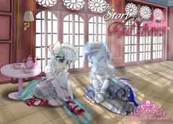 Size: 3000x2142 | Tagged: safe, artist:avchonline, coco pommel, minuette, earth pony, unicorn, semi-anthro, g4, adorable distress, arm hooves, ballerina, canterlot royal ballet academy, clothes, cocobetes, crying, cup, cute, dress, eyes closed, female, gritted teeth, high res, lamp, magic, magic aura, makeup, minubetes, puffy sleeves, shoes, solo, stockings, table, teacup, teapot, teary eyes, teeth, telekinesis, thigh highs, tutu