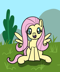 Size: 1338x1600 | Tagged: safe, artist:platinumdrop, fluttershy, g4, cute, daaaaaaaaaaaw, looking at you, open mouth, shyabetes, solo