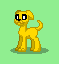 Size: 59x64 | Tagged: safe, artist:dematrix, dog, dog pony, original species, pony, pony town, adventure time, green background, jake the dog, male, pixel art, ponified, simple background, solo