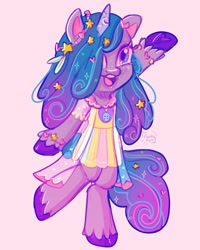 Size: 2000x2500 | Tagged: safe, artist:erieillustrates, izzy moonbow, unicorn, semi-anthro, g5, spoiler:g5, arm hooves, clothes, decoration, high res, solo