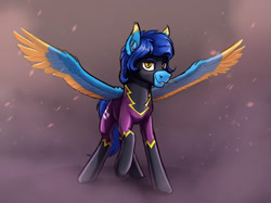 Size: 1991x1488 | Tagged: safe, artist:helmie-art, oc, oc only, oc:helmie, pegasus, pony, clothes, costume, shadowbolts costume, solo