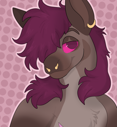 Size: 2089x2283 | Tagged: safe, artist:gooeygaster, oc, oc only, donkey, colored sclera, ear piercing, earring, furry to pony, high res, jewelry, nose piercing, piercing, ponysona, septum piercing, solo