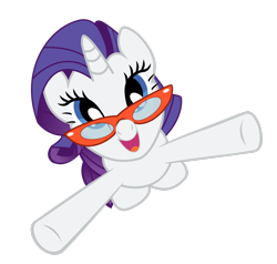 Size: 2508x2390 | Tagged: safe, artist:gusteaureeze, rarity, pony, unicorn, g4, season 1, suited for success, bipedal, female, glasses, high res, looking up, mare, open mouth, open smile, rarity's glasses, simple background, smiling, transparent background, vector
