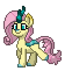 Size: 224x244 | Tagged: safe, artist:twilyisbestpone, derpibooru exclusive, fluttershy, kirin, pony, pony town, g4, animated, cloven hooves, cute, female, gif, kirin fluttershy, kirin-ified, leonine tail, pixel art, shyabetes, simple background, smiling, solo, species swap, sprite, tail, transparent background, trotting, trotting in place, walk cycle, walking