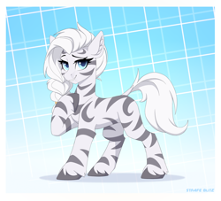 Size: 2380x2160 | Tagged: safe, artist:strafe blitz, oc, oc only, oc:schansai, zebra, female, high res, solo, zebra oc