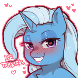 Size: 1159x1159 | Tagged: safe, artist:cold-blooded-twilight, trixie, pony, unicorn, g4, blushing, dialogue, female, heart, heart eyes, looking at you, mare, simple background, smiling, solo, third person, transparent background, wingding eyes