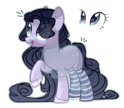 Size: 2412x2100 | Tagged: safe, artist:dillice, oc, oc only, earth pony, pony, base used, clothes, dress, earth pony oc, eye clipping through hair, eyelashes, female, high res, mare, raised hoof, see-through, smiling, socks, solo, striped socks, unshorn fetlocks