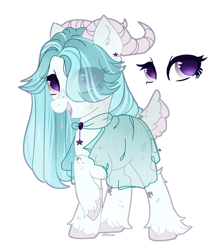Size: 2245x2672 | Tagged: safe, artist:dillice, oc, oc only, pony, base used, clothes, dress, eye clipping through hair, eyelashes, female, high res, horns, mare, raised hoof, see-through, simple background, solo, white background