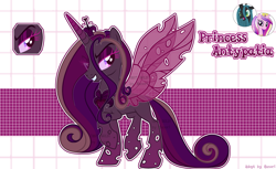 Size: 4196x2576 | Tagged: safe, artist:henori_artist, princess cadance, queen chrysalis, alicorn, changeling, changeling queen, pony, g4, base used, bust, eyelashes, female, fusion, makeup, mare, raised hoof, smiling, smirk
