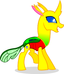 Size: 552x637 | Tagged: safe, artist:mariofan345, oc, oc only, oc:diamond stripe, changedling, changeling, changedling oc, changeling oc, female changeling, happy, simple background, solo, transparent background
