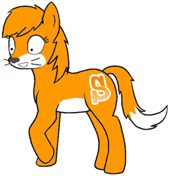 Size: 485x503 | Tagged: safe, anonymous artist, cat, cat pony, original species, pony, 2012, april fools, april fools 2012, eyelashes, female, multicolored mane, neigh pony, orange hair, orange mane, orange skin, png, ponified, scratch.mit.edu, simple background, smiling, solo, teeth, transparent background, whiskers, white mane