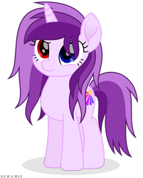 Size: 2195x2733 | Tagged: safe, artist:suramii, oc, oc:purple eye, pony, unicorn, female, heterochromia, high res, mare, simple background, solo, transparent background