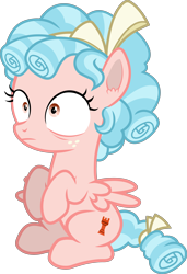 Size: 2802x4100 | Tagged: safe, artist:frownfactory, cozy glow, pegasus, pony, g4, what lies beneath, female, filly, foal, frown, high res, simple background, sitting, solo, spread wings, startled, transparent background, vector, wings