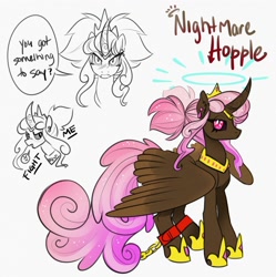 Size: 3513x3529 | Tagged: safe, artist:opalacorn, oc, oc only, oc:hopple scotch, alicorn, pony, alicorn oc, black sclera, high res, horn, nightmarified, solo, wings