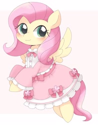 Size: 1489x1898 | Tagged: safe, artist:ginmaruxx, fluttershy, pegasus, pony, g4, blushing, clothes, cute, dress, female, flying, looking at you, mare, shyabetes, solo, wings