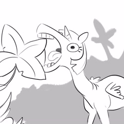 Size: 3000x3000 | Tagged: safe, artist:tjpones, twilight sparkle, alicorn, dinosaur, pony, g4, black and white, dammit tj, dinopony, dinosaurified, don bluth, eating, female, grayscale, herbivore, high res, horses doing horse things, littlefoot, majestic as fuck, mare, monochrome, open mouth, solo, species swap, the land before time, tongue out, tree, twilight sparkle (alicorn), wat