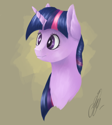 Size: 2323x2581 | Tagged: safe, artist:pessadie, twilight sparkle, pony, unicorn, g4, bust, female, high res, mare, signature, solo, unicorn twilight