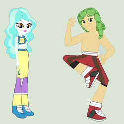 Size: 592x592 | Tagged: safe, artist:matthewjabeznazarioa, paisley, sandalwood, human, equestria girls, g4, crossover, exeron fighters, exeron outfit, martial arts kids, martial arts kids outfits