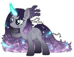 Size: 2770x2165 | Tagged: safe, artist:strangle12, oc, oc only, pony, unicorn, base used, ethereal mane, eyelashes, female, glowing, glowing horn, high res, horn, mare, raised hoof, simple background, smiling, solo, starry mane, thinking, transparent background, unicorn oc