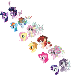 Size: 6183x6544 | Tagged: safe, artist:mrufka69, applejack, fluttershy, pinkie pie, rainbow dash, rarity, twilight sparkle, alicorn, earth pony, pegasus, pony, unicorn, g4, absurd resolution, female, mane six, mare, simple background, transparent background, twilight sparkle (alicorn)