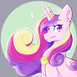 Size: 3000x3000 | Tagged: safe, artist:galaxiastar1, princess cadance, alicorn, pony, g4, crown, female, flowing mane, halfbody, high res, jewelry, looking at you, mare, regalia, solo