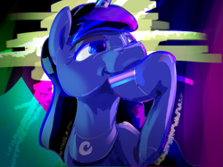 Size: 2135x1601 | Tagged: safe, artist:ciborgen, princess luna, alicorn, pony, g4, bust, female, hoof on chin, solo