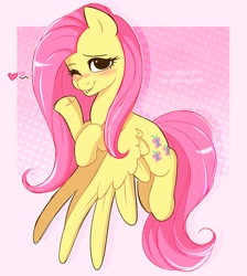 Size: 2007x2239 | Tagged: safe, artist:syrupyyy, fluttershy, pegasus, pony, g4, blushing, commission, cute, female, flying, heart, high res, mare, one eye closed, shyabetes, solo, wink