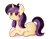 Size: 2181x1698 | Tagged: safe, artist:pony-ellie-stuart, oc, oc only, pony, unicorn, blushing, eye clipping through hair, female, full body, hooves, horn, lying down, mare, prone, signature, simple background, solo, tail, transparent background, two toned mane, two toned tail, unicorn oc, watermark