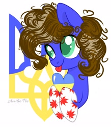 Size: 1785x2048 | Tagged: safe, artist:amiliepie, oc, oc only, oc:silly scribe, earth pony, pony, :p, clothes, cute, earth pony oc, heart, simple background, socks, solo, tongue out, tryzub, ukraine, white background