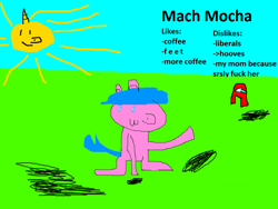 Size: 800x600 | Tagged: safe, artist:electricrodent, princess celestia, oc, oc:mach mocha, earth pony, pony, g4, 1000 hours in ms paint, among us, earth pony oc, stylistic suck, text