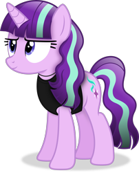 Size: 2994x3697 | Tagged: safe, artist:anime-equestria, starlight glimmer, pony, unicorn, g4, alternate hairstyle, clothes, female, high res, horn, jewelry, mare, necklace, shadow, shirt, simple background, smiling, solo, transparent background, vector