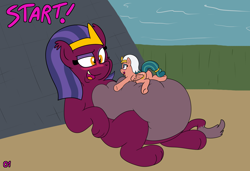 Size: 3370x2300 | Tagged: safe, artist:rupert, somnambula, the sphinx, pegasus, pony, sphinx, series:miles&nilesofcat&fat, g4, belly, belly bed, big belly, blushing, butt, cute, desert, egyptian, egyptian headdress, egyptian pony, eyeshadow, fat, fat fetish, female, fetish, high res, impossibly large belly, incentive drive, lidded eyes, lying down, makeup, mare, missing accessory, plot, prone, pyramid, somnambetes, sphinxdorable, this will end in weight gain, weight gain sequence