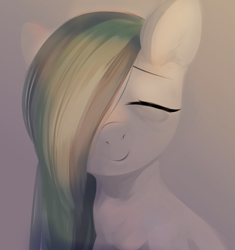 Size: 1500x1593 | Tagged: safe, artist:some_ponu, marble pie, pony, g4, eyes closed, hair over one eye, redraw, solo