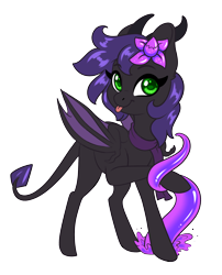 Size: 1734x2147 | Tagged: safe, artist:silkensaddle, oc, oc only, pony, clothes, flower, flower in hair, scarf, simple background, solo, tentacles, tongue out, transparent background