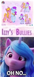 Size: 836x1904 | Tagged: safe, edit, edited screencap, screencap, izzy moonbow, pony, unicorn, g5, my little pony: a new generation, bully, concept art, oh no, unnamed character, unnamed pony