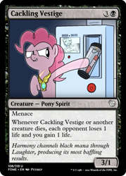 Size: 375x523 | Tagged: safe, artist:fimflamfilosophy, edit, pinkie pie, earth pony, ghost, ghost pony, pony, undead, mentally advanced series, rainbow dash presents, g4, ccg, dynamite, element of laughter, explosives, magic the gathering, trading card, trading card edit, translucent, transparent flesh