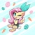 Size: 3175x3180 | Tagged: safe, artist:confetticakez, fluttershy, pegasus, pony, g4, :3, abstract background, blush sticker, blushing, bowtie, bunny suit, carrot, chibi, clothes, cute, easter, egg, female, fishnet stockings, flutterbunny, food, high res, holiday, looking at you, mare, one eye closed, open mouth, open smile, shyabetes, smiling, smiling at you, solo, wink