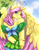 Size: 2480x3182 | Tagged: safe, artist:dorothea322, fluttershy, oc, oc:princess fluttershy, alicorn, bird, anthro, au:friendship is kindness, g4, alicorn oc, alicornified, alternate design, alternate hairstyle, alternate universe, bare shoulders, big breasts, blushing, breasts, colored wings, commission, element of kindness, female, flattened, fluttercorn, high res, house, jewelry, looking at you, milf, ponyville, race swap, smiling, smiling at you, solo, story included, stupid sexy fluttershy, tiara, tree, two toned wings, wings, ych result