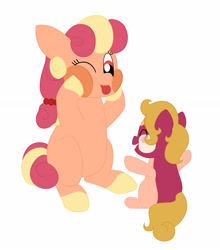 Size: 1815x2058 | Tagged: safe, artist:queenderpyturtle, oc, oc only, oc:amberlocks, oc:lolli polli, earth pony, pony, female, filly, foal, simple background, white background