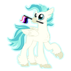 Size: 3000x3000 | Tagged: safe, artist:queenderpyturtle, terramar, classical hippogriff, hippogriff, g4, genderfluid pride flag, high res, pride, pride flag, simple background, solo, transparent background