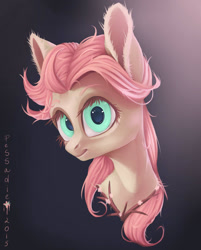 Size: 1203x1500 | Tagged: safe, artist:pessadie, fluttershy, pegasus, pony, g4, bust, ear fluff, eyelashes, female, gradient background, mare, solo